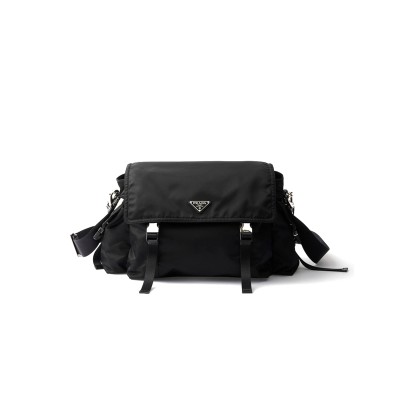 PRADA EXPLORE RE-NYLON AND LEATHER BAG 2VD082 (42*22*20cm) 